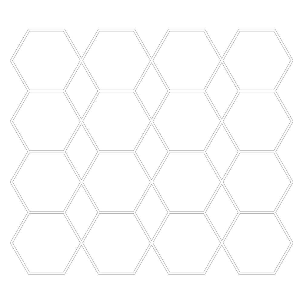 hexagon honeycomb pattern with 4 rows
