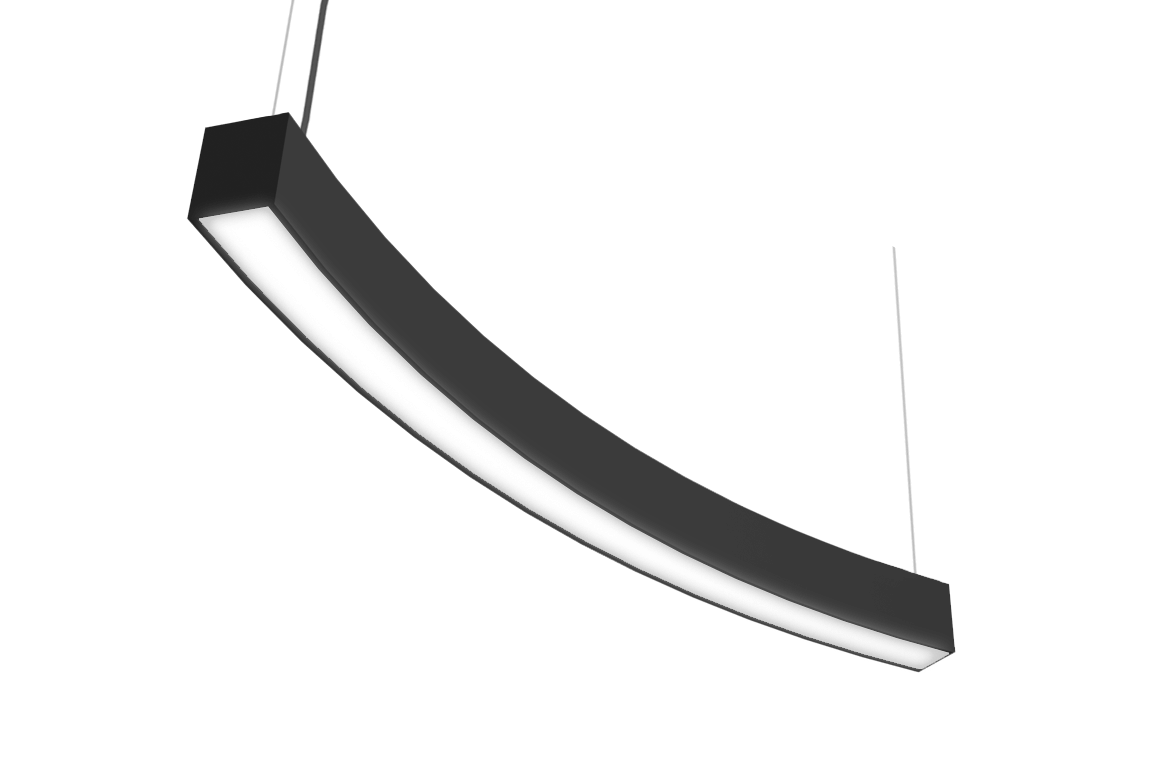 black curved led light pendant fixture