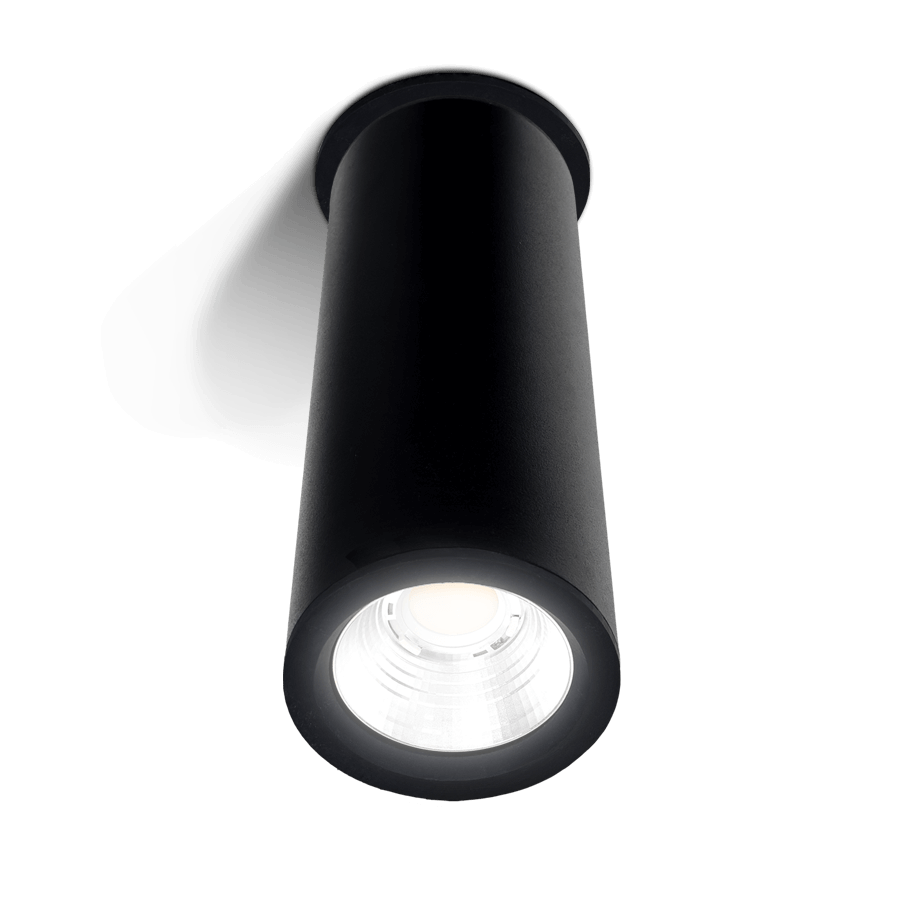 black ceiling mounted cylinder light