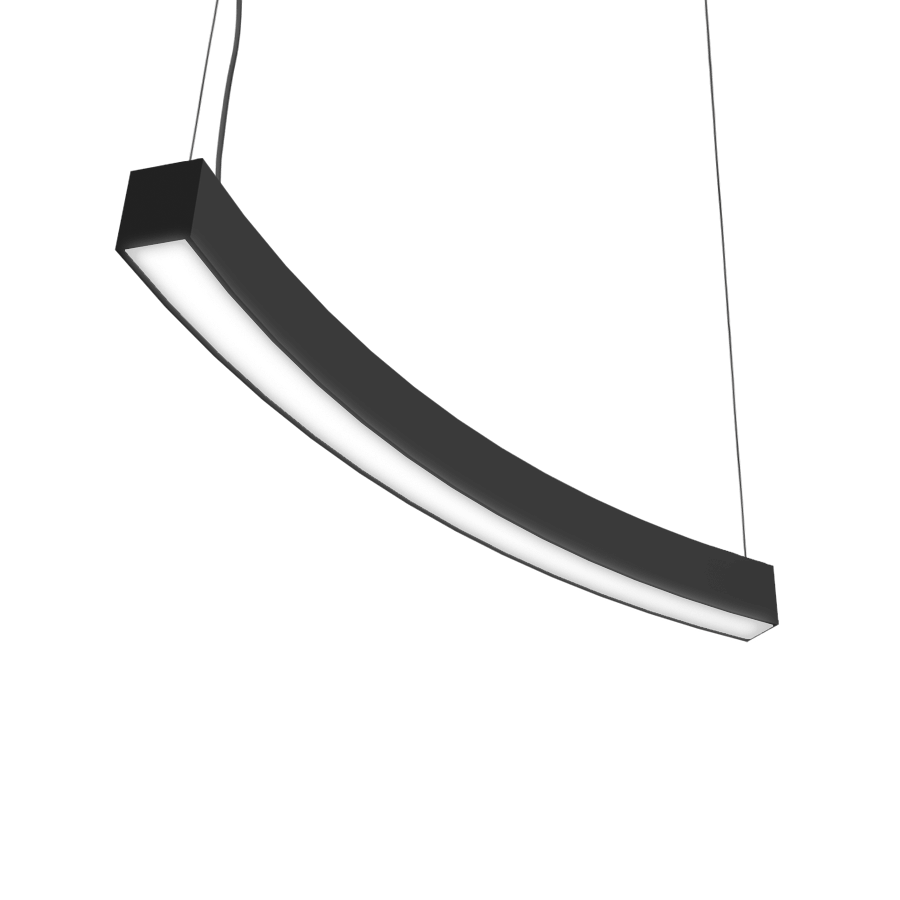 curved black linear pendant light fixture