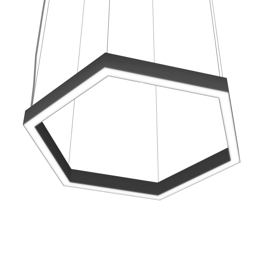 hexagon shaped black LED pendant light fixture