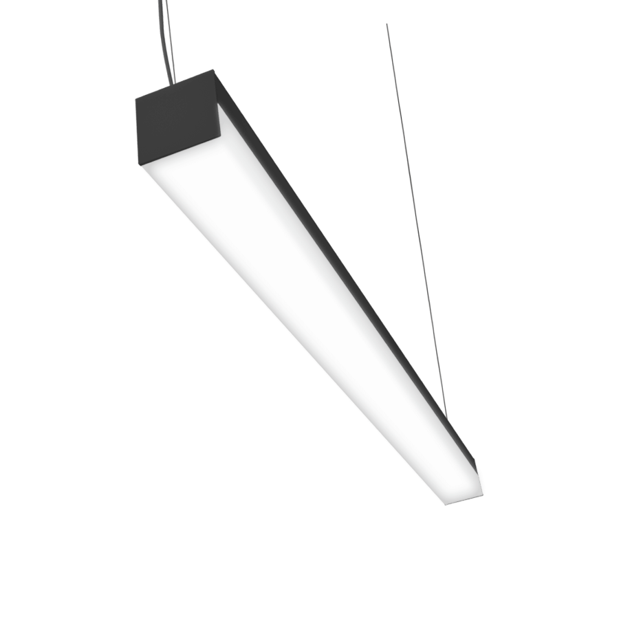 square profile led linear pendant fixture with full body lens