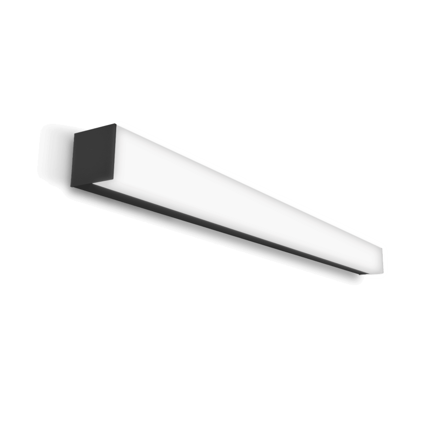 square profile led linear wall mount fixture with full body lens