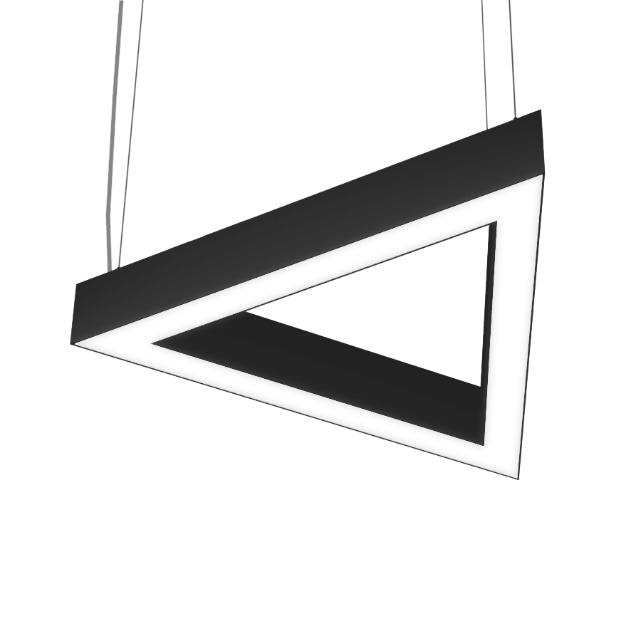 black triangle shaped pendant light fixture