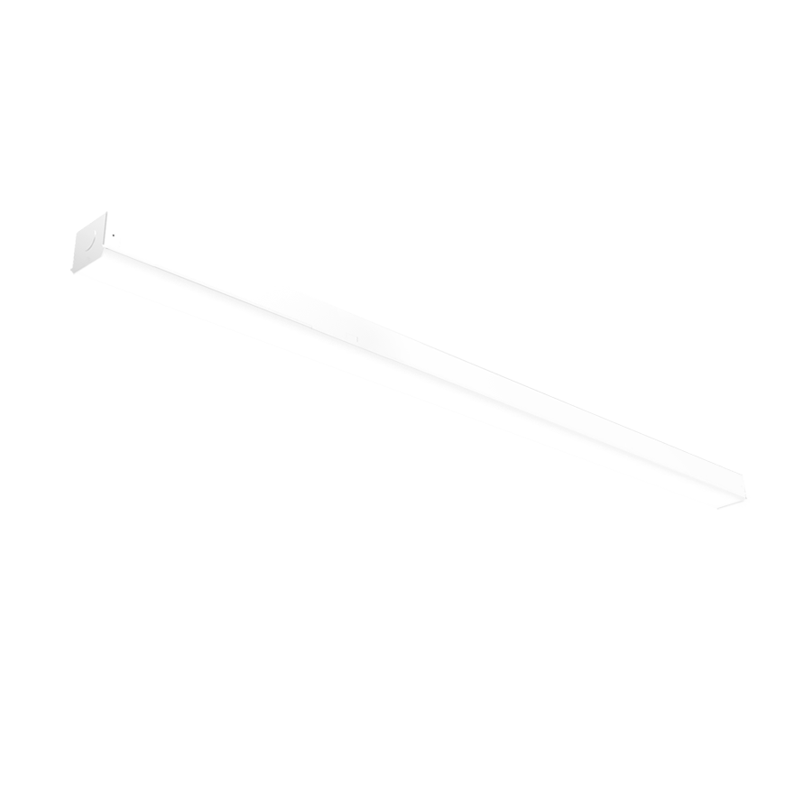 white linear light fixture with flat lens