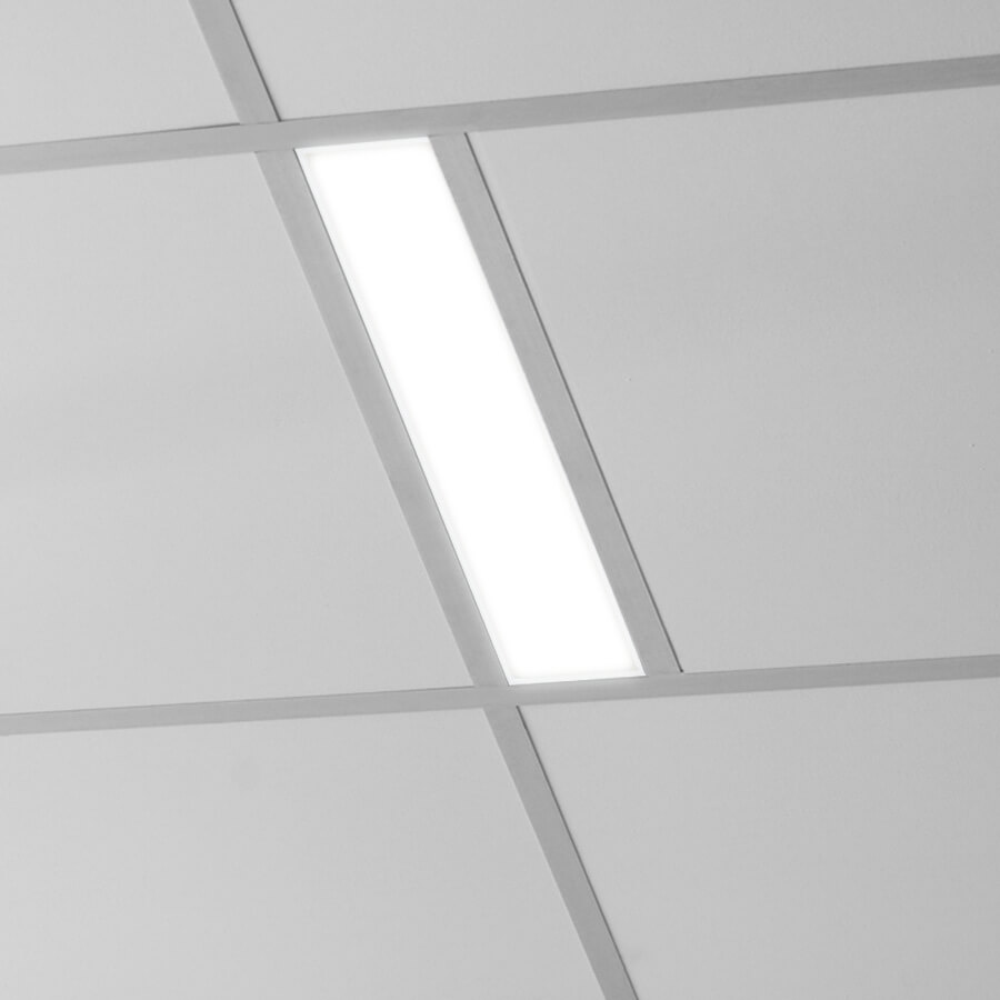 Recessed LED light fixture in a t-grid ceiling