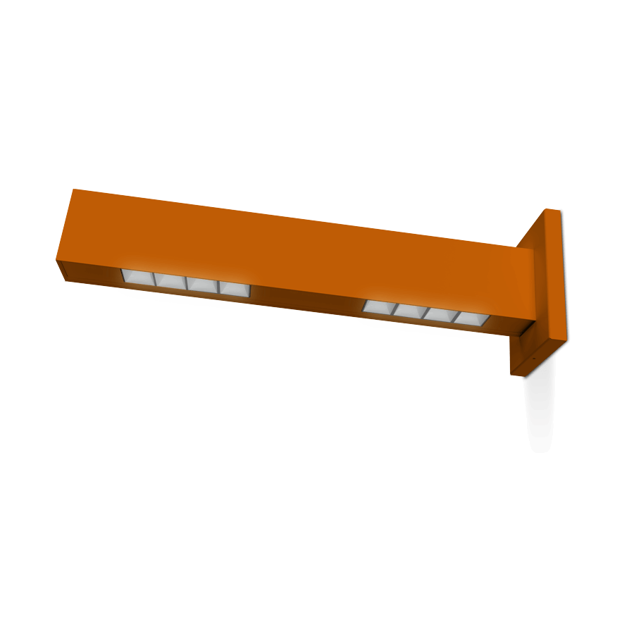 orange wall mounted linear light fixture