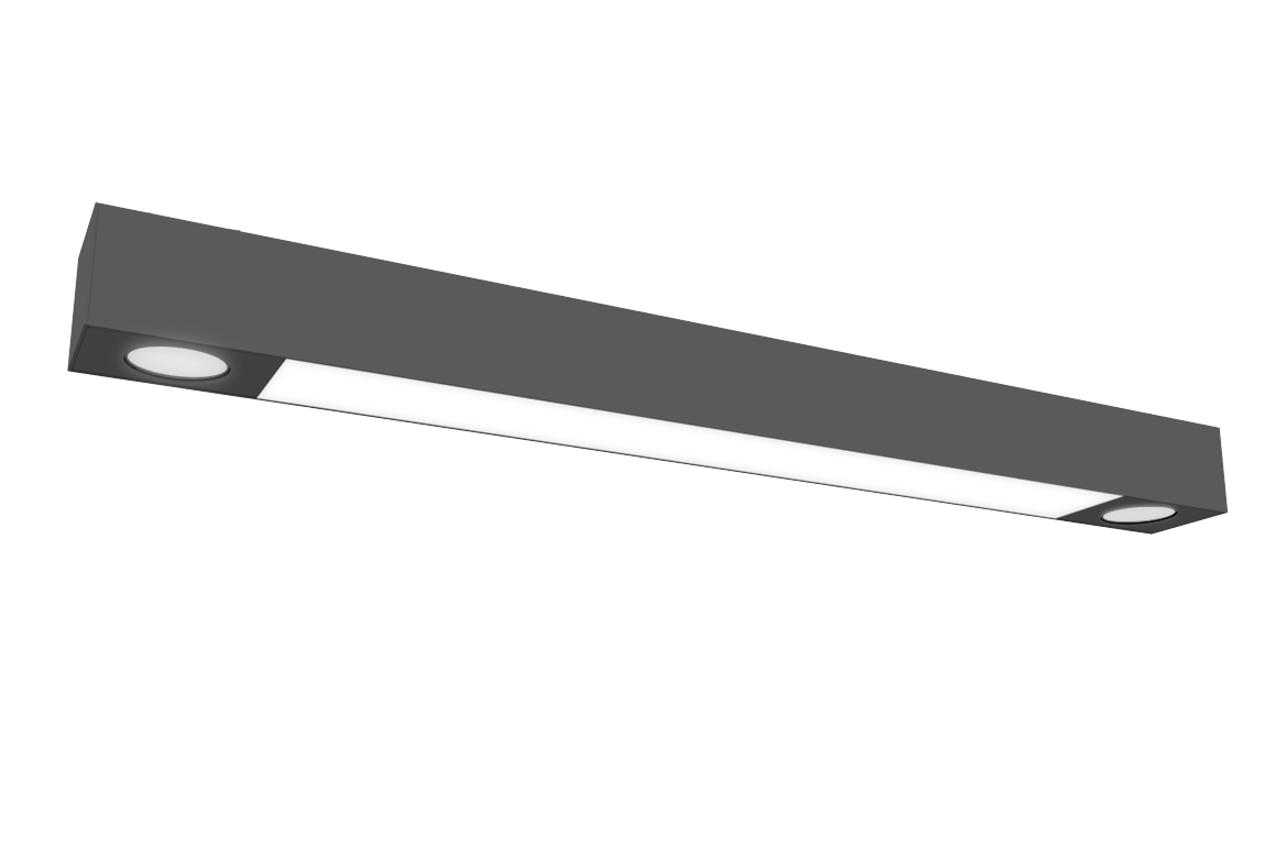 linear light fixture with 4 spot lights