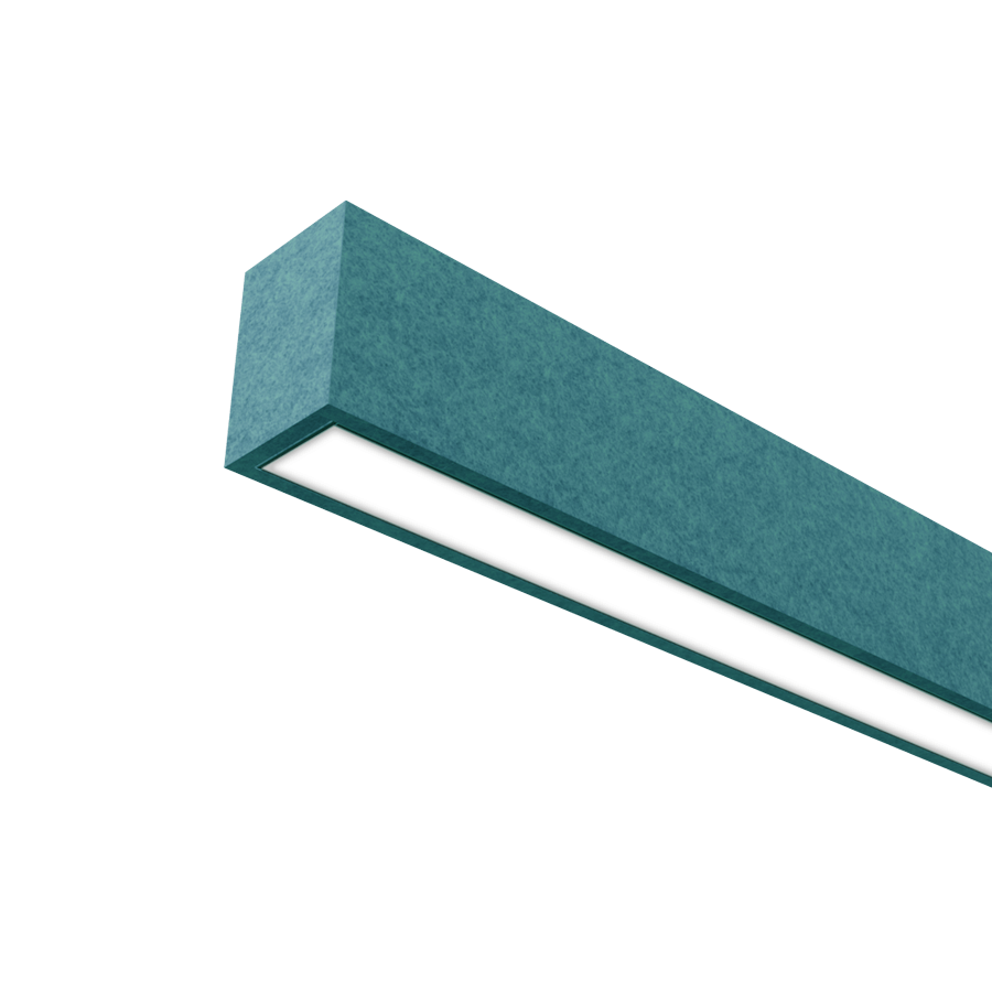 green felt wrapped linear style light fixture