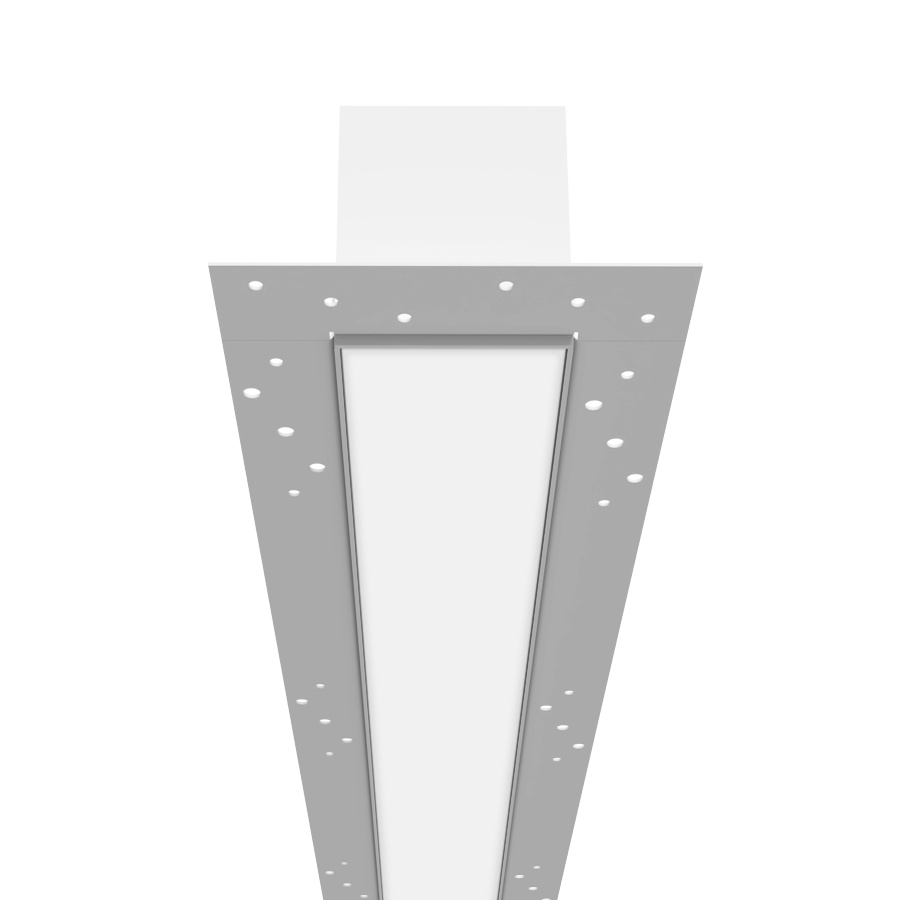 profile view of linear led fixture with flange on the side