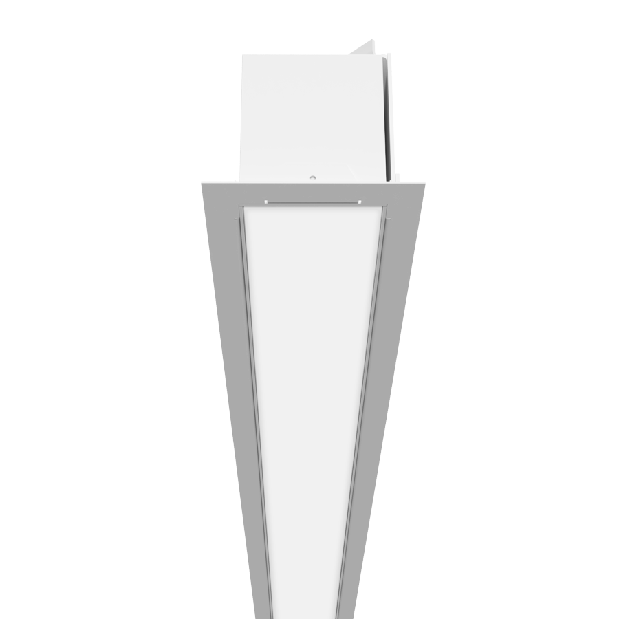 profile view of recessed light fixtures with narrow trim around the edges