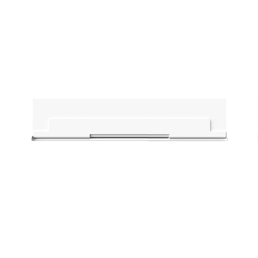 side view of a white linear light fixture