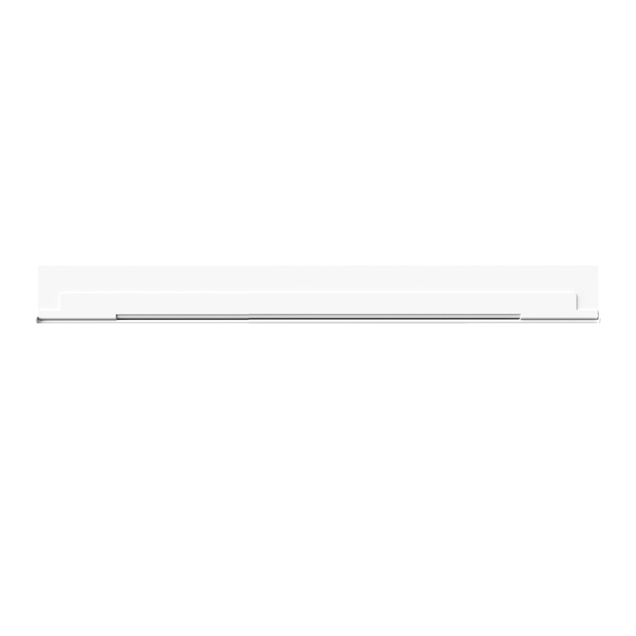 side view of a white linear light fixture