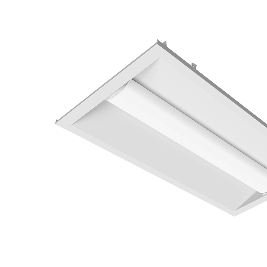 white troffer style recessed light fixture