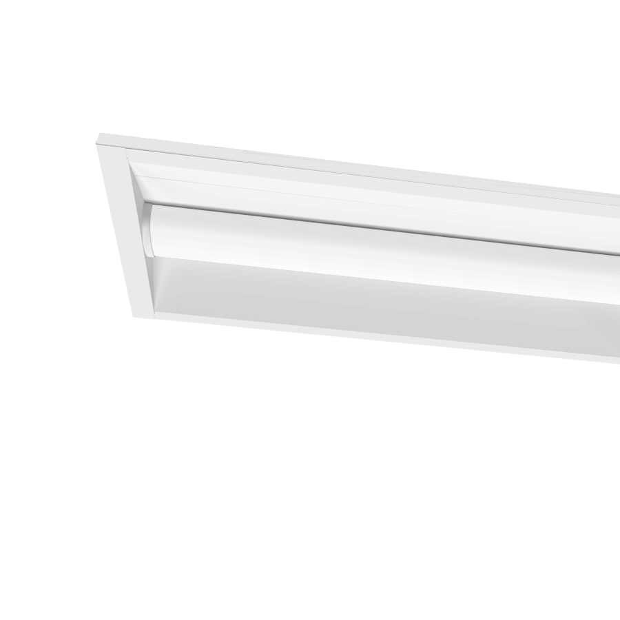 white troffer style recessed light fixture