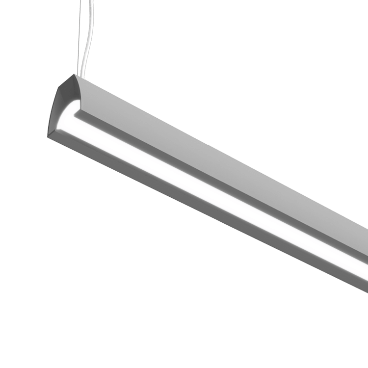 Arch profile LED pendant fixture in a grey finish