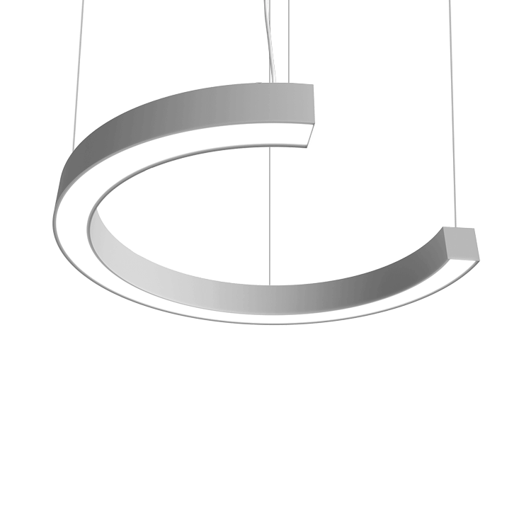 Grey C-Shaped LED pendant light fixture