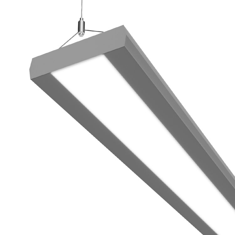 Wide low profile grey LED  pendant fixture