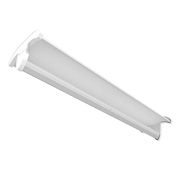White LED high bay with linear ambient direct indirect distribution
