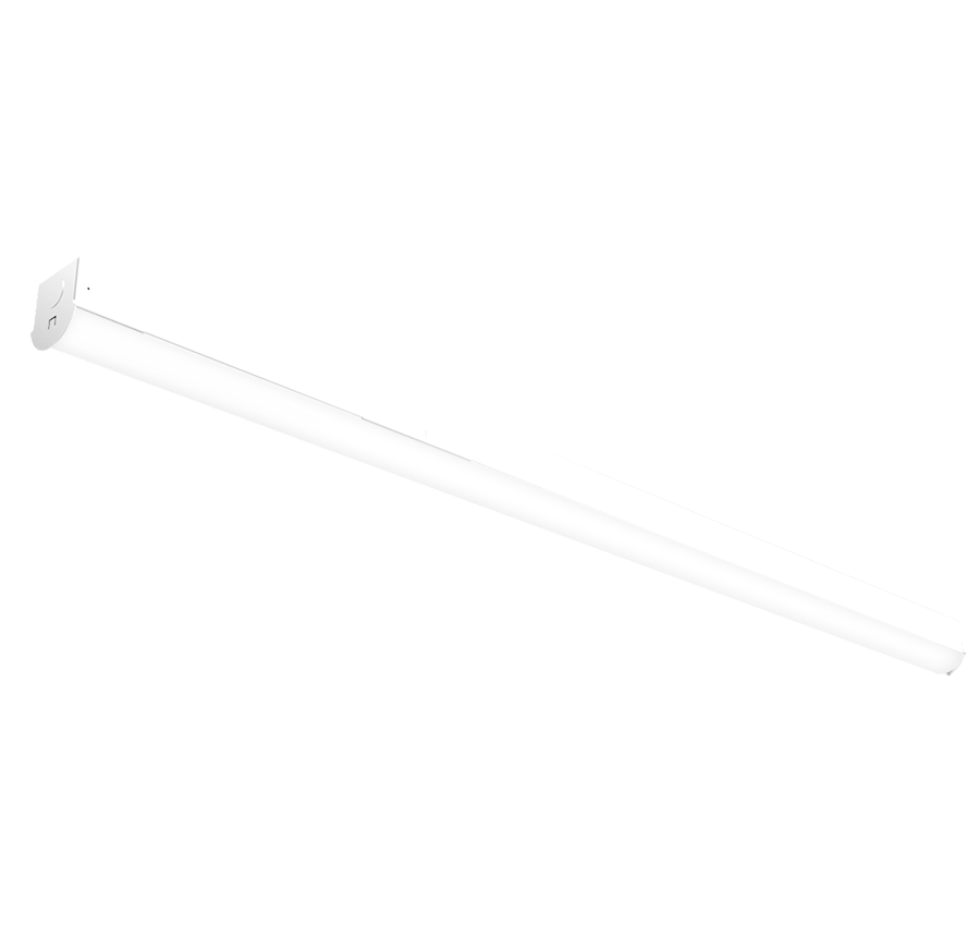 Slim LED linear light fixture in a white finish