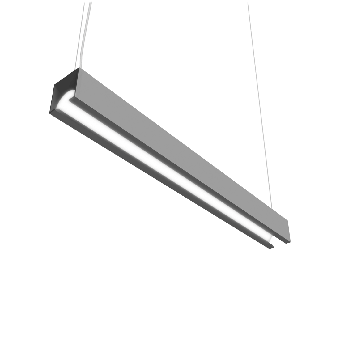 Grey square profile linear pendant mount LED light fixture