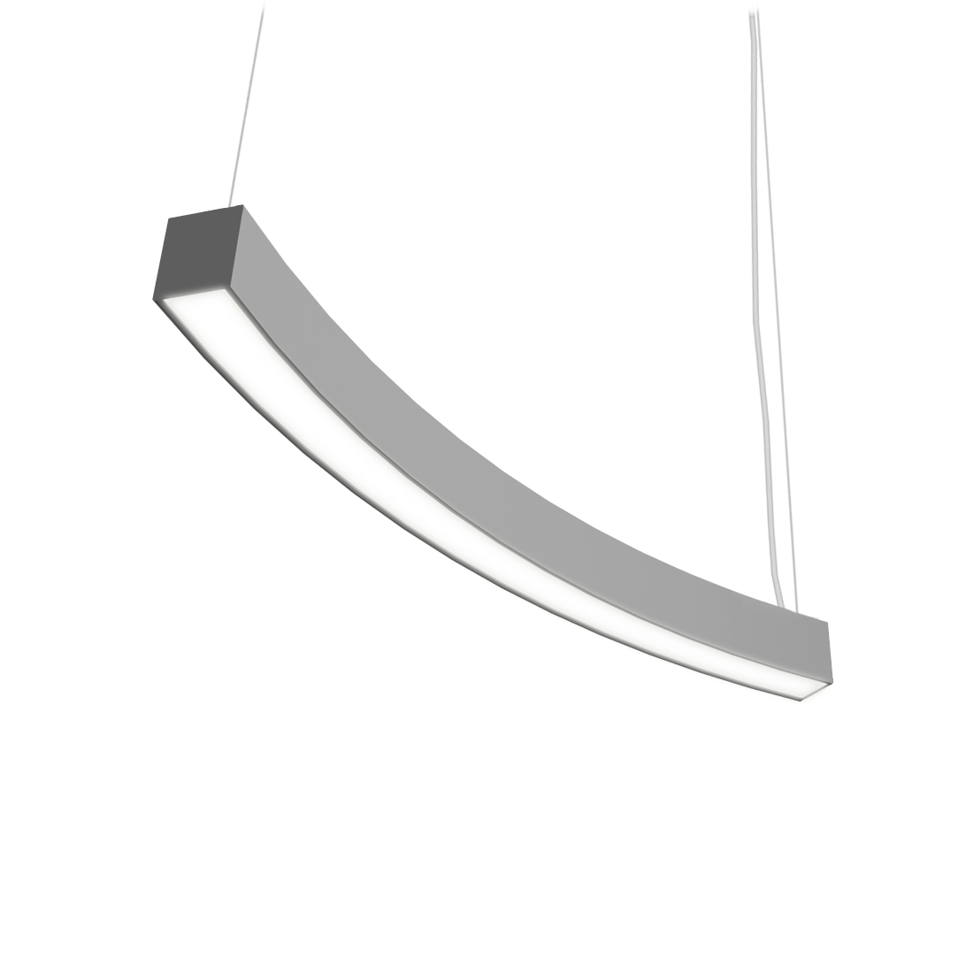 Grey curved LED pendant style light fixture