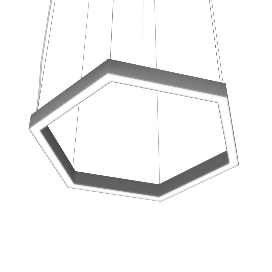 grey hexagon shaped LED pendant light fixture