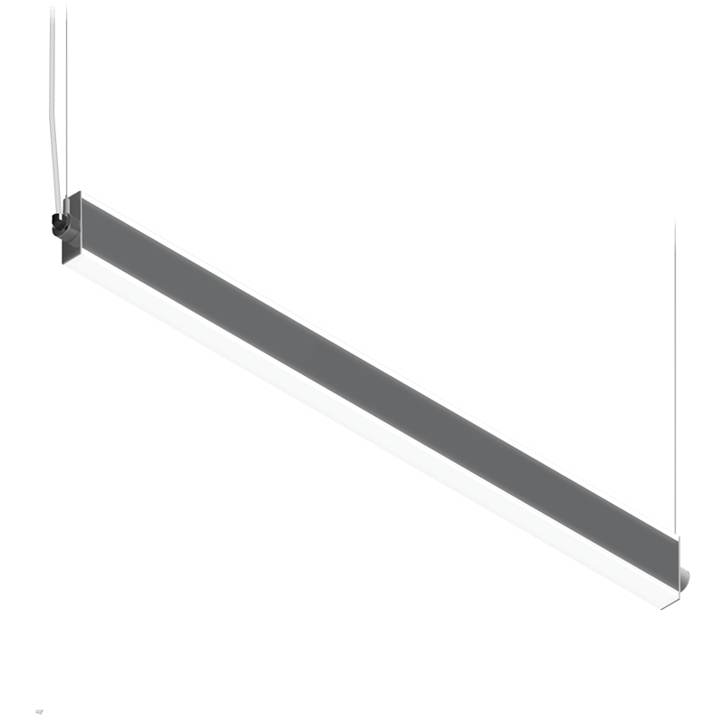 slim profile light fixture with white lens on top and bottom