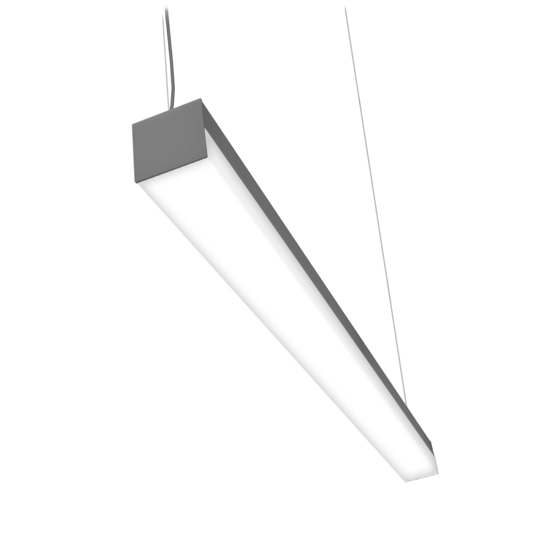 Grey pendant light fixture with wrap around white lens