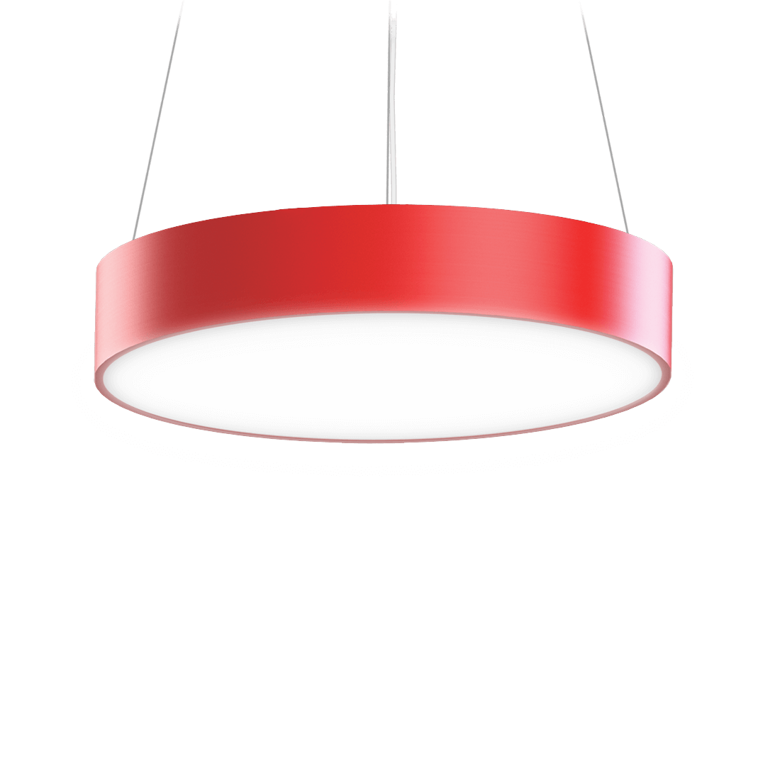 Red circular pendant style LED light fixture