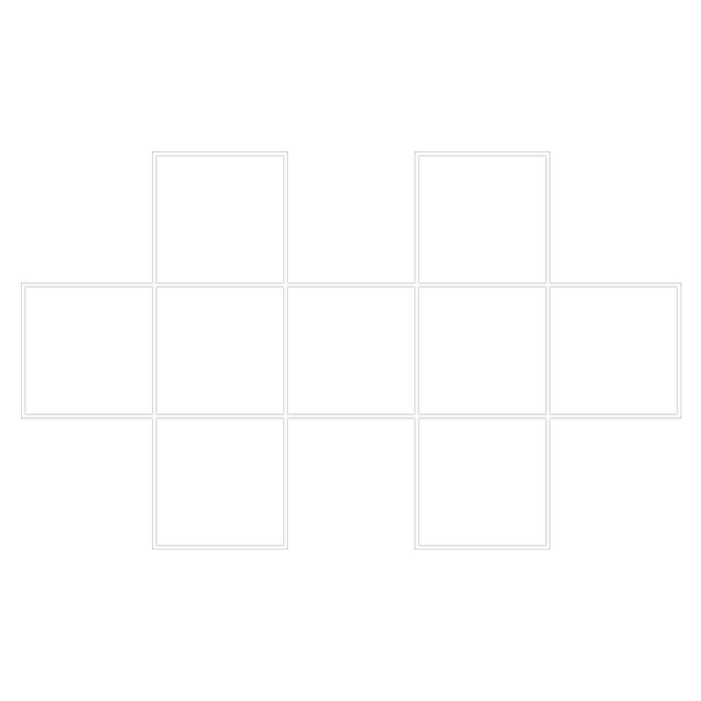 9 square shaped connected to form 2 plus signs