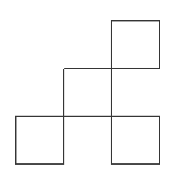 5 square shapes connected in a grid pattern