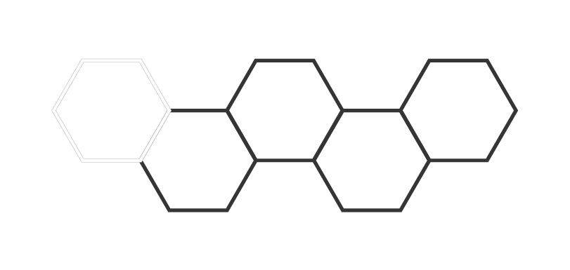 5 hexagon lights place together in a line