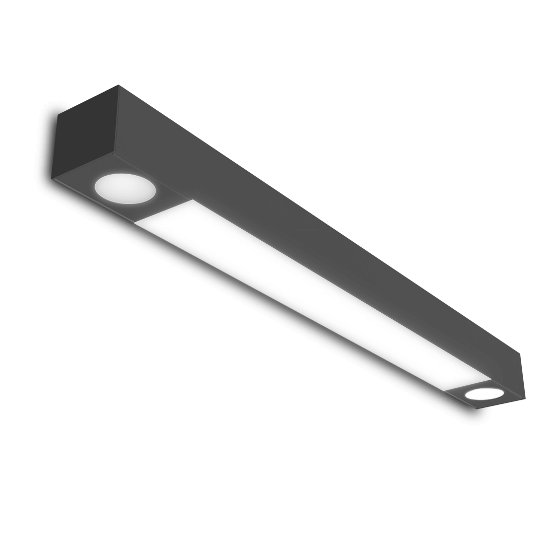 black light fixture mounted to a wall with a spotlight at the front end