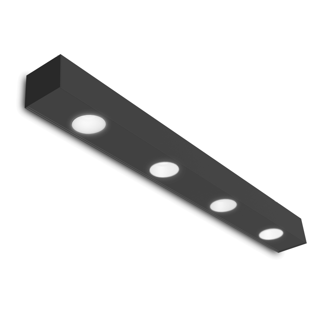 black light fixture mounted to wall with 4 spotlights