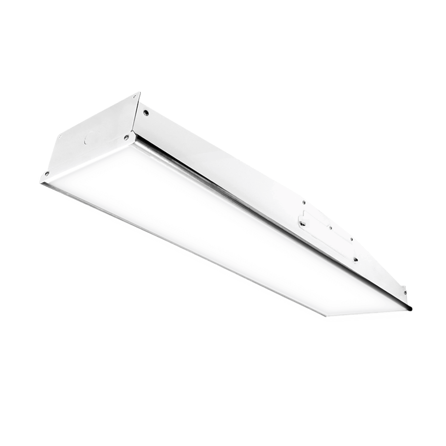 white wide profile linear box shaped LED pendant fixture