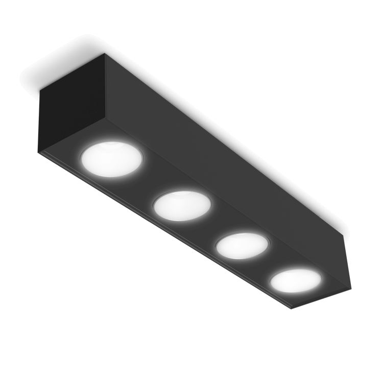 black led light fixture with 4 spotlights