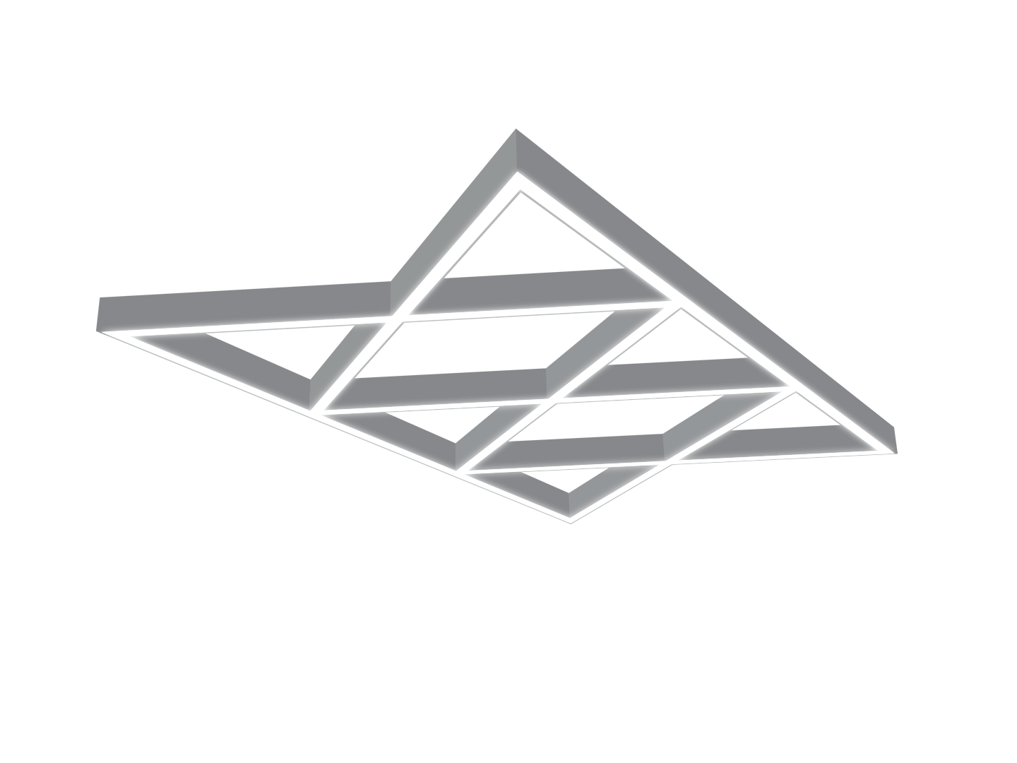 light fixture with 6 triangles placed together to form a mesh pattern