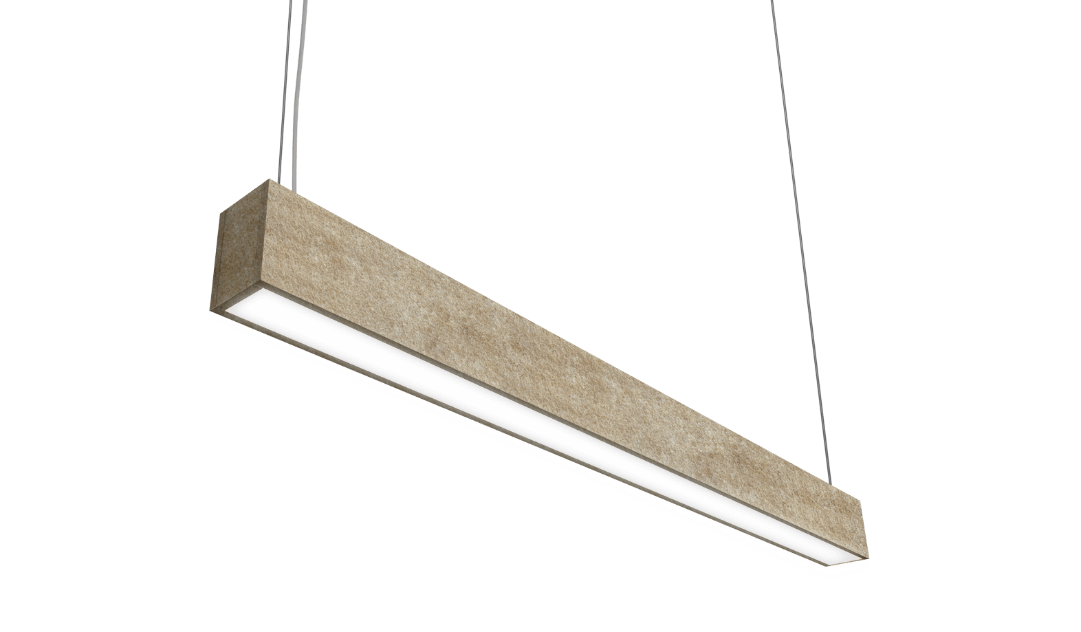 light brown wall mounted linear light fixture with direct light distribution
