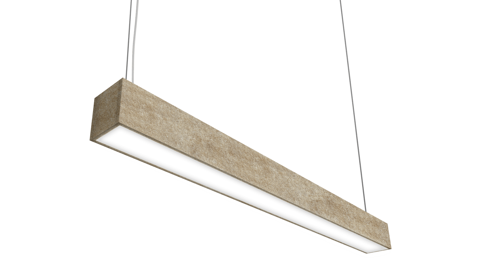 light brown wall mounted linear light fixture with direct and indirect light distribution