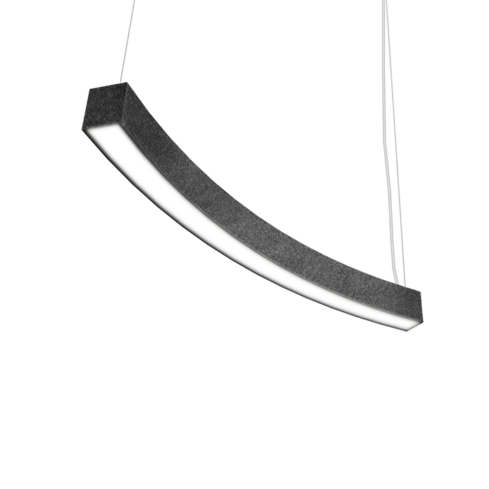 dark grey curved pendant mounted fixture
