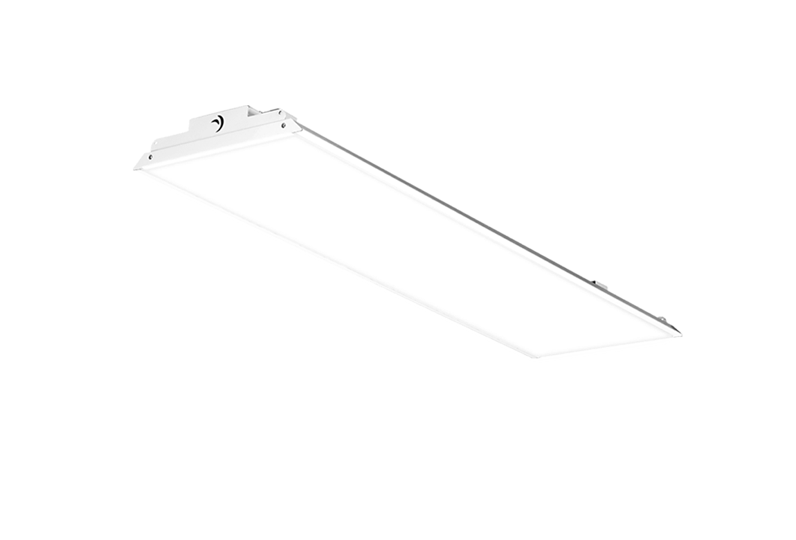 white slim rectangular high bay light
