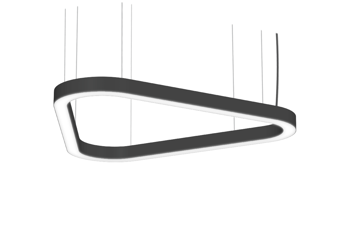 curved triangle shaped light fixture