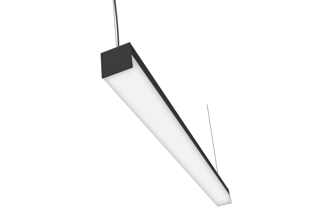 square profile pendant light fixture with white lens