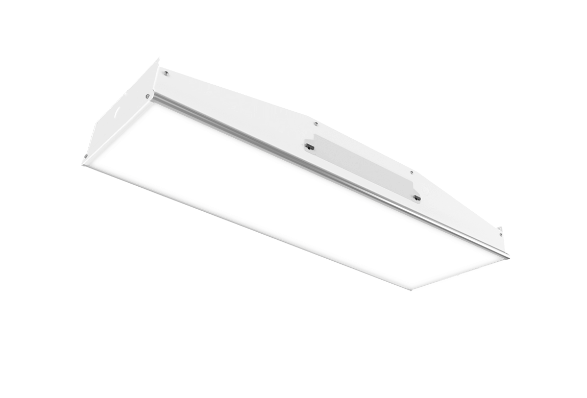 white linear rectangular shaped high bay fixture