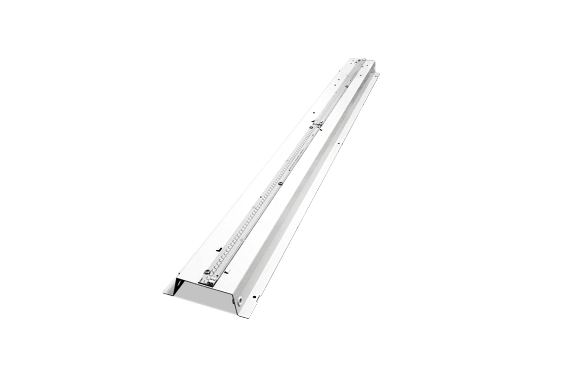 white retrofit style light fixture with led strip