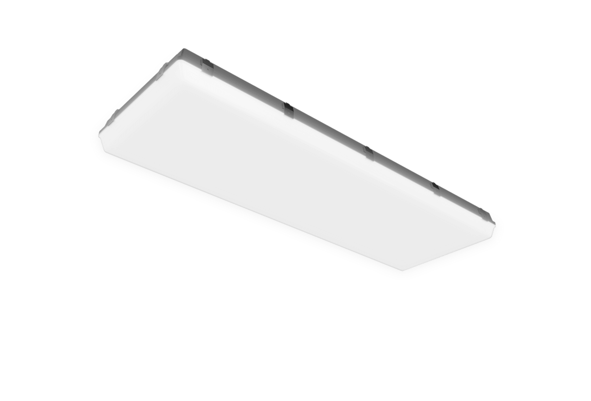 slim light fixture with white frosted lens