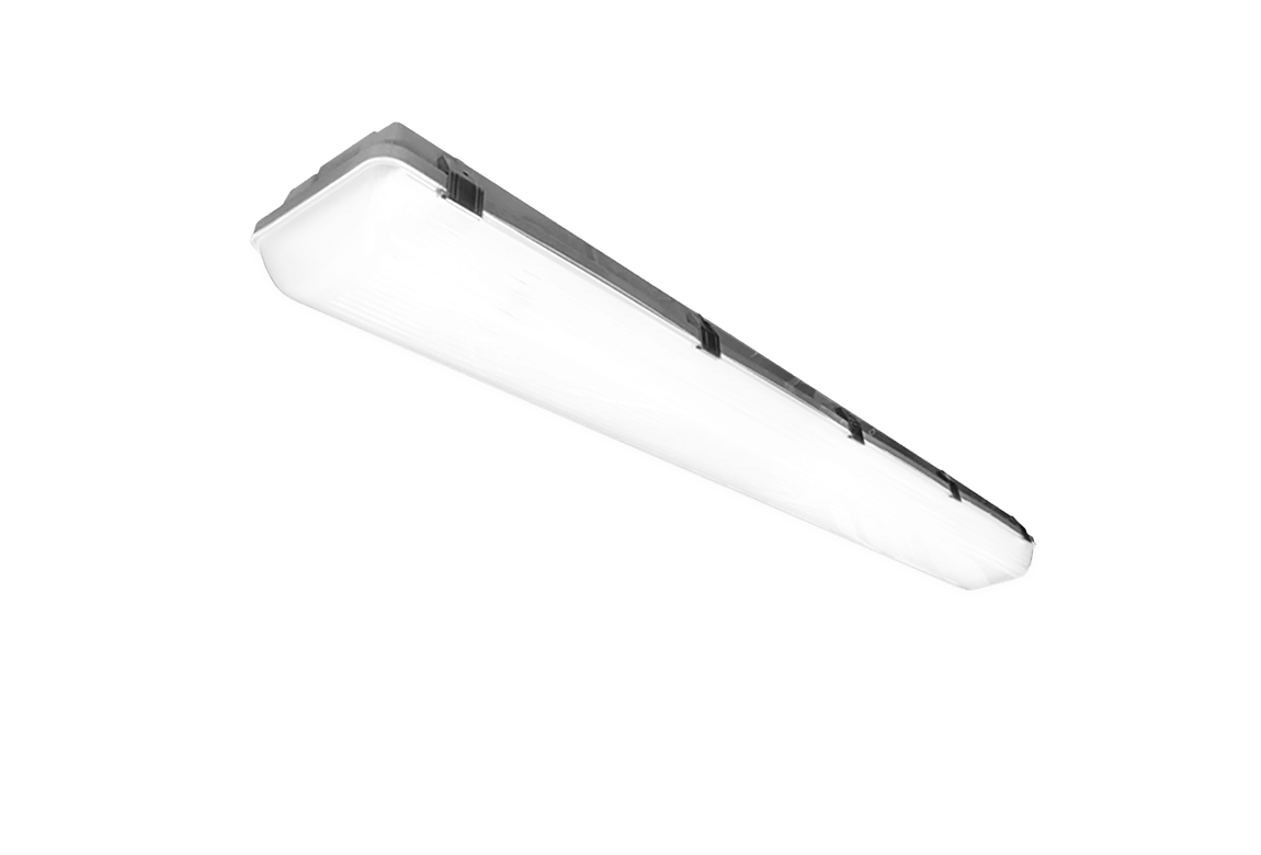 grey linear light fixture with frosted lens