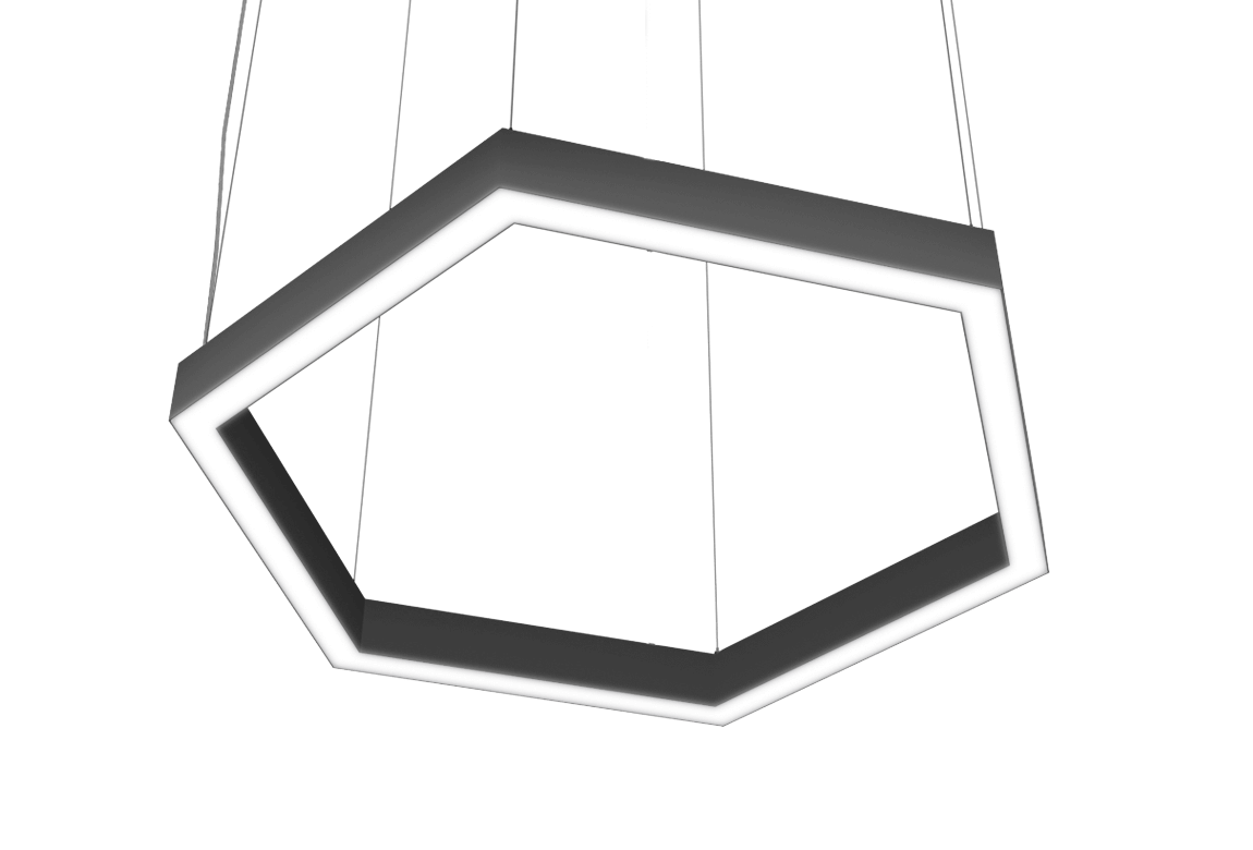 square profile black linear pendant light fixture