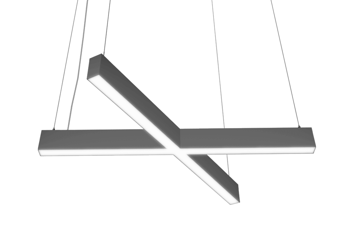 square profile black linear pendant light fixture